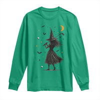 Halloween Sports Gift Long Sleeve Shirt Creepy Witch With Golf Club - Wonder Print Shop