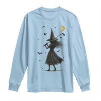 Halloween Sports Gift Long Sleeve Shirt Creepy Witch With Golf Club - Wonder Print Shop