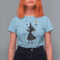 Halloween Sports Gift T Shirt For Women Creepy Witch With Golf Club - Wonder Print Shop