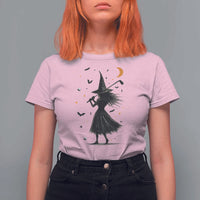 Halloween Sports Gift T Shirt For Women Creepy Witch With Golf Club - Wonder Print Shop