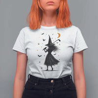 Halloween Sports Gift T Shirt For Women Creepy Witch With Golf Club - Wonder Print Shop