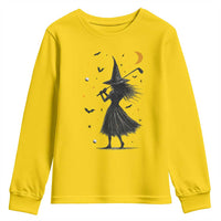 Halloween Sports Gift Youth Sweatshirt Creepy Witch With Golf Club - Wonder Print Shop