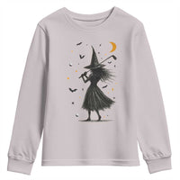 Halloween Sports Gift Youth Sweatshirt Creepy Witch With Golf Club - Wonder Print Shop