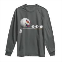 Funny Halloween Golf Pumpkin Chasing Ghost Gift Long Sleeve Shirt - Wonder Print Shop