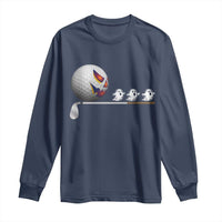 Funny Halloween Golf Pumpkin Chasing Ghost Gift Long Sleeve Shirt - Wonder Print Shop
