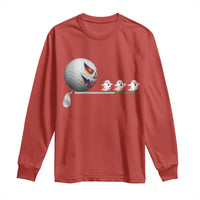 Funny Halloween Golf Pumpkin Chasing Ghost Gift Long Sleeve Shirt - Wonder Print Shop