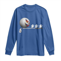 Funny Halloween Golf Pumpkin Chasing Ghost Gift Long Sleeve Shirt - Wonder Print Shop