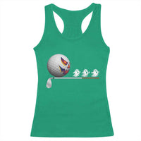 Funny Halloween Golf Pumpkin Chasing Ghost Gift Racerback Tank Top - Wonder Print Shop