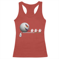 Funny Halloween Golf Pumpkin Chasing Ghost Gift Racerback Tank Top - Wonder Print Shop
