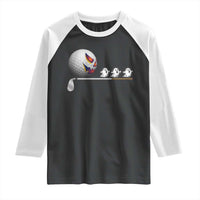 Funny Halloween Golf Pumpkin Chasing Ghost Gift Raglan Shirt - Wonder Print Shop