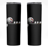 Funny Halloween Golf Pumpkin Chasing Ghost Gift Skinny Tumbler