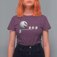 Funny Halloween Golf Pumpkin Chasing Ghost Gift T Shirt For Women - Wonder Print Shop