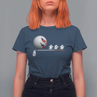 Funny Halloween Golf Pumpkin Chasing Ghost Gift T Shirt For Women - Wonder Print Shop