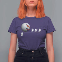 Funny Halloween Golf Pumpkin Chasing Ghost Gift T Shirt For Women - Wonder Print Shop