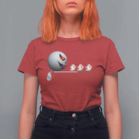 Funny Halloween Golf Pumpkin Chasing Ghost Gift T Shirt For Women - Wonder Print Shop