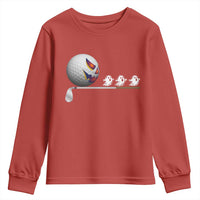 Funny Halloween Golf Pumpkin Chasing Ghost Gift Youth Sweatshirt - Wonder Print Shop