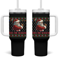 Funny Golf Holiday Gift Tumbler With Handle Tees The Season Ugly Sweater - Wonder Print Shop