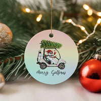 Funny Xmas Golf Ceramic Ornament Snowman Driving Golf Cart Merry Golfmas - Wonder Print Shop