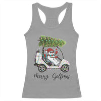 Funny Christmas Golf Racerback Tank Top Snowman Driving Golf Cart Merry Golfmas - Wonder Print Shop
