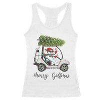 Funny Christmas Golf Racerback Tank Top Snowman Driving Golf Cart Merry Golfmas - Wonder Print Shop