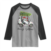 Funny Christmas Golf Raglan Shirt Snowman Driving Golf Cart Merry Golfmas - Wonder Print Shop