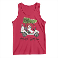 Funny Christmas Golf Tank Top Snowman Driving Golf Cart Merry Golfmas - Wonder Print Shop