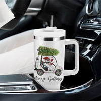 Funny Christmas Golf Tumbler With Handle Snowman Driving Golf Cart Merry Golfmas - Wonder Print Shop