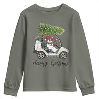 Funny Christmas Golf Youth Sweatshirt Snowman Driving Golf Cart Merry Golfmas - Wonder Print Shop