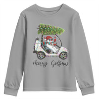 Funny Christmas Golf Youth Sweatshirt Snowman Driving Golf Cart Merry Golfmas - Wonder Print Shop