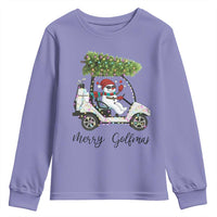 Funny Christmas Golf Youth Sweatshirt Snowman Driving Golf Cart Merry Golfmas - Wonder Print Shop