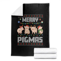 Funny Merry Pigmas Throw Blanket Christmas Pig Ugly Sweater Gift - Wonder Print Shop