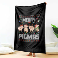 Funny Merry Pigmas Throw Blanket Christmas Pig Ugly Sweater Gift - Wonder Print Shop