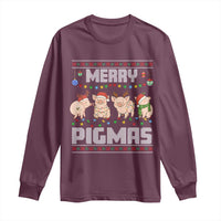 Funny Merry Pigmas Long Sleeve Shirt Christmas Pig Ugly Sweater Gift - Wonder Print Shop