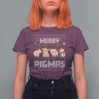 Funny Merry Pigmas T Shirt For Women Christmas Pig Ugly Sweater Gift - Wonder Print Shop