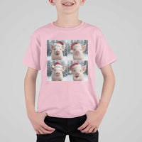 Funny Pig With Santa Hat Photobooth T Shirt For Kid Christmas Gift - Wonder Print Shop