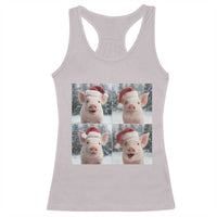 Funny Pig With Santa Hat Photobooth Racerback Tank Top Christmas Gift - Wonder Print Shop