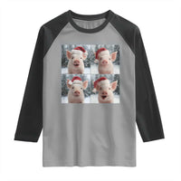 Funny Pig With Santa Hat Photobooth Raglan Shirt Christmas Gift - Wonder Print Shop