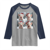 Funny Pig With Santa Hat Photobooth Raglan Shirt Christmas Gift - Wonder Print Shop