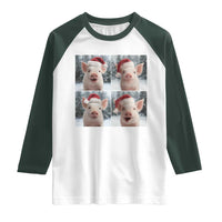 Funny Pig With Santa Hat Photobooth Raglan Shirt Christmas Gift - Wonder Print Shop