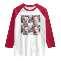 Funny Pig With Santa Hat Photobooth Raglan Shirt Christmas Gift - Wonder Print Shop