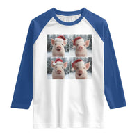 Funny Pig With Santa Hat Photobooth Raglan Shirt Christmas Gift - Wonder Print Shop