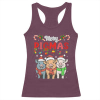 Funny Merry Pigmas Racerback Tank Top Christmas Pigs Farm Gift - Wonder Print Shop