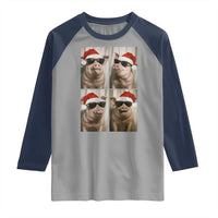 Cute Pig Christmas Selfie Raglan Shirt Funny Holiday Photobooth Gift - Wonder Print Shop