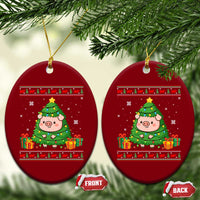Funny Pig Christmas Tree Ugly Sweater Ceramic Ornament Farm Animal Gift - Wonder Print Shop