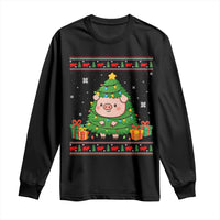 Funny Pig Christmas Tree Ugly Sweater Long Sleeve Shirt Farm Animal Gift - Wonder Print Shop