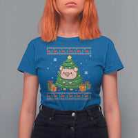 Funny Pig Christmas Tree Ugly Sweater T Shirt For Women Farm Animal Gift - Wonder Print Shop