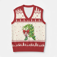 Funny Xmas Pig In Green Hand Naughty V-Neck Knit Sweater Vest Pet Lover Gift - Wonder Print Shop