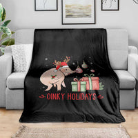 Oinky Holidays Throw Blanket Funny Christmas Pig Lover Gift - Wonder Print Shop