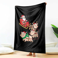 Santa Pig Sleigh Crew Throw Blanket Funny Christmas Pig Lover Gift - Wonder Print Shop