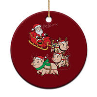 Santa Pig Sleigh Crew Ceramic Ornament Funny Christmas Pig Lover Gift - Wonder Print Shop